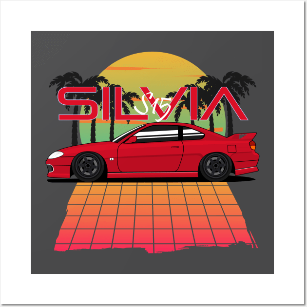 Silvia S15 Retro Wave Style Wall Art by masjestudio